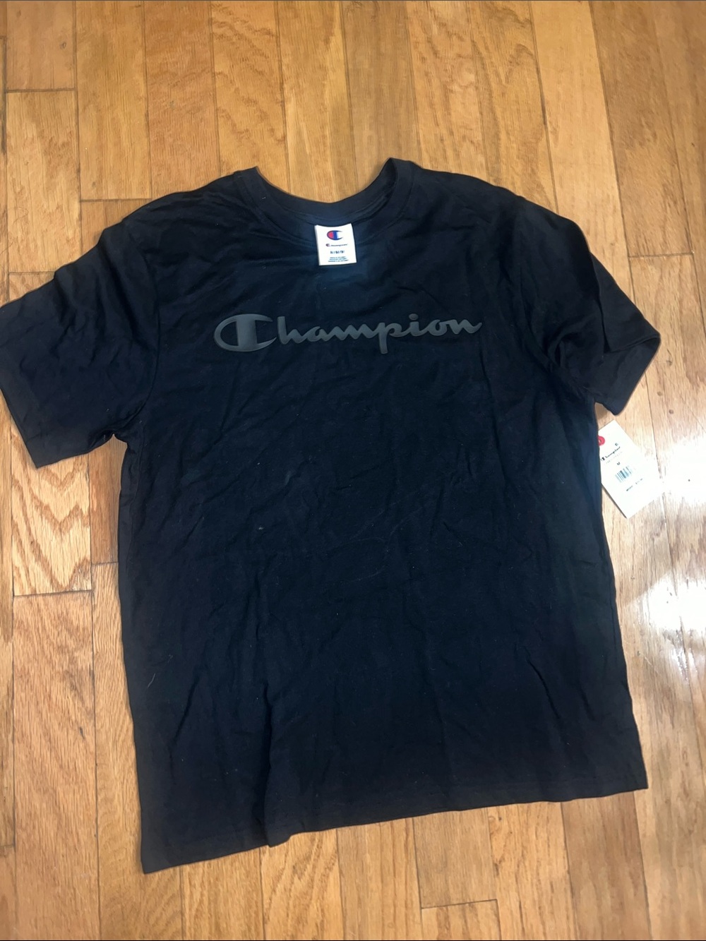 Champion Black Short Sleeve Logo Tee